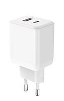 Зарядний пристрій мережевий USB GaN/QC3.0/PD 35W 1 USB-C + 1 USB-A білий