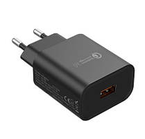 Зарядний пристрій мережевий USB QC3.0 18W 18W 1 USB-A чорний