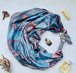 Дизайнерська хустка My Scarf "Блакита перлина" 90 на 90 см пофарбована амазонітом