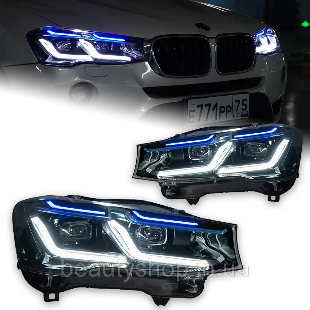 Передні світлодіодні фари з проекційними лінзами та DRL для BMW X3 F25 / X4 F26 (2010–2016)