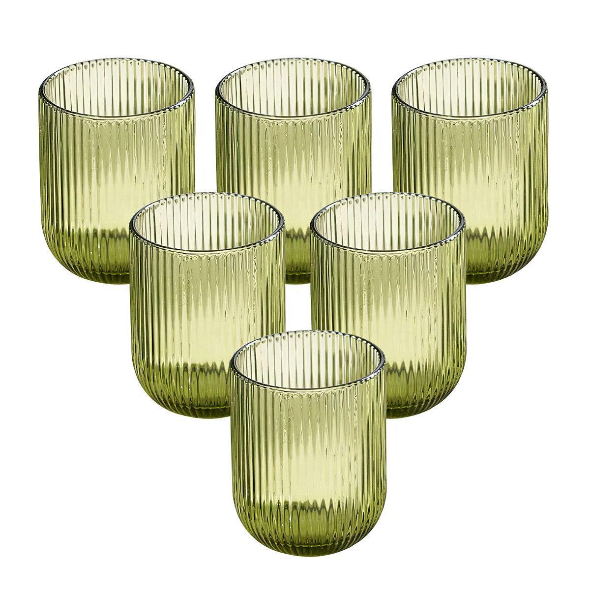 Набір з 6-ти скляних склянок у зеленому кольорі Merlot Edelman, фото 1