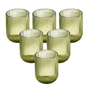 Набір з 6-ти скляних склянок у зеленому кольорі Merlot Edelman