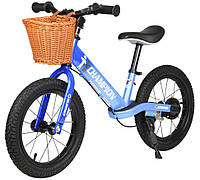 Беговел детский Maraton Champion 16" с надувными колесами и ручным тормозом голубой