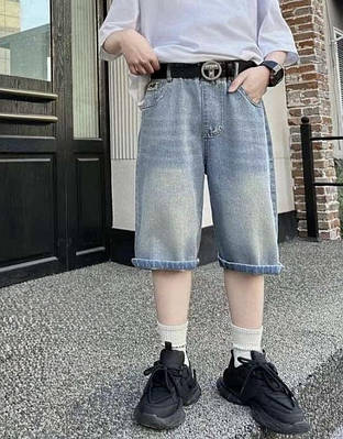 Шорти баггі LNYB для хлопчика 8-14 років джинсові, 152, Блакитний