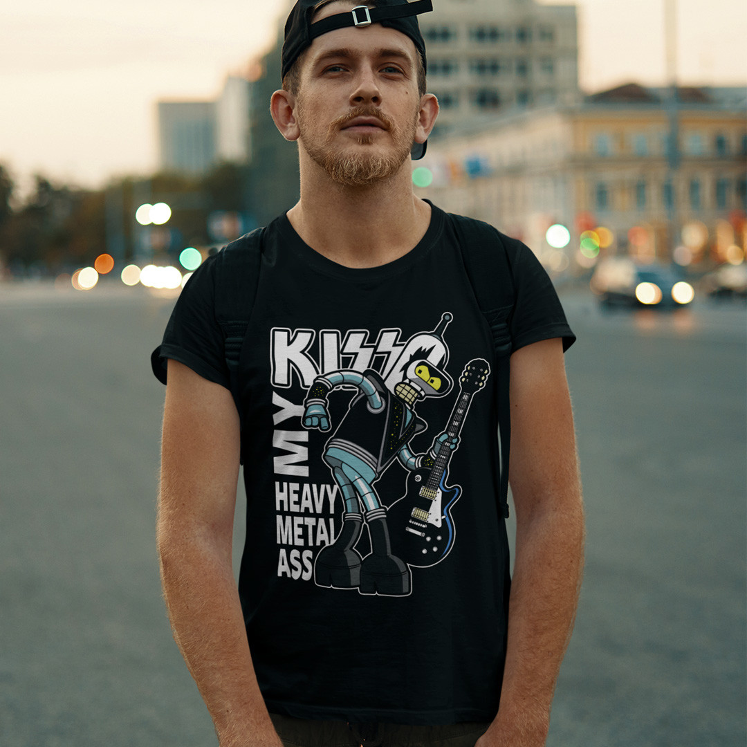 Футболка унісекс Futurama - Kiss My Heavy Metall Ass blk