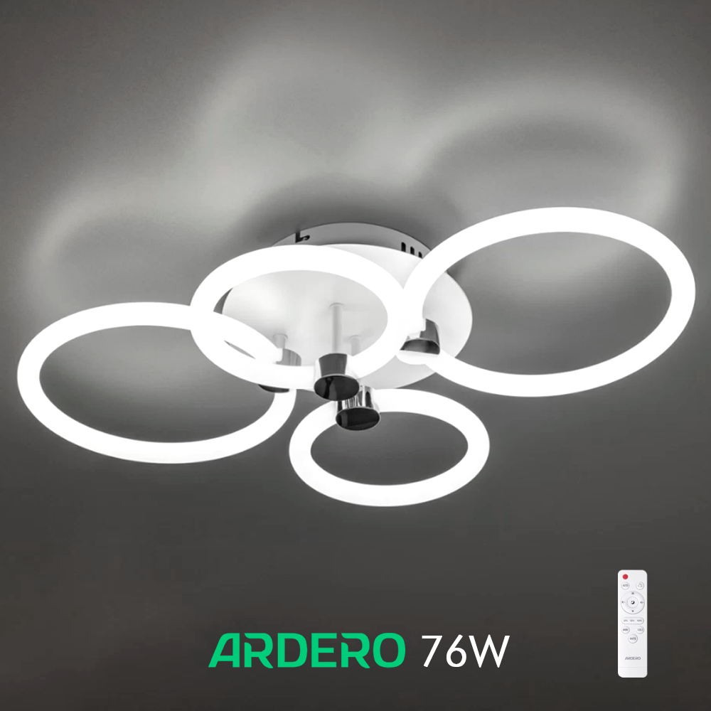 Люстра FELICITY 76Вт AL6134 ARD біла із хромом Ardero 2700К-6500К 8450Lm LED з пультом ДУ 615х415х130мм