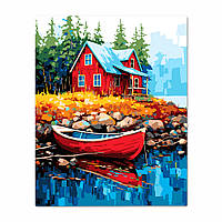 Картина розмальовка за номерами на полотні 40х50 см з акриловими фарбами та пензлями «Заміський пейзаж»