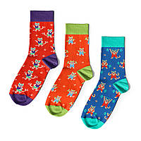 Яркие носки с принтом мужские / женские разноцветные «МЯУстера спорта» 3 пары / Набор носков с рисунком