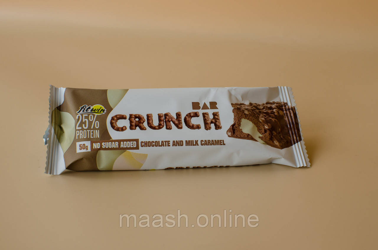 Протеїновий Батончик Crunch Chocolate Milk Caramel Шоколад Молочна Карамель FitWin, 50g