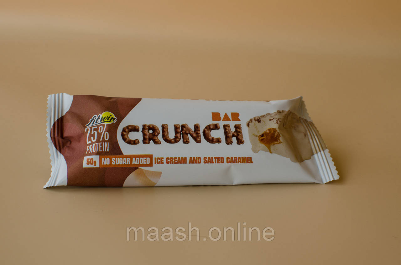 Протеїновий Батончик Crunch Ice Cream and Salted Caramel Морозиво Солона карамель FitWin, 50g