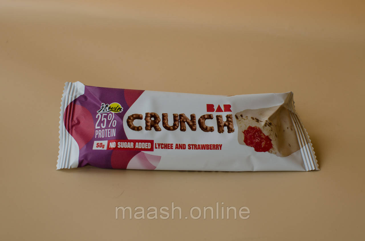 Протеїновий Батончик Crunch LYCHEE STRAWBERRY Лічі Полуниця FitWin, 50g