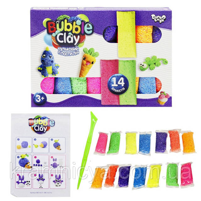 Маса для ліплення: Кульковий пластилін BUBBLE CLAY 14 кольорів (BBC-05-01U) Кульковий пластилін BUBBLE CLAY 14 кольорів (BBC-05-01U)