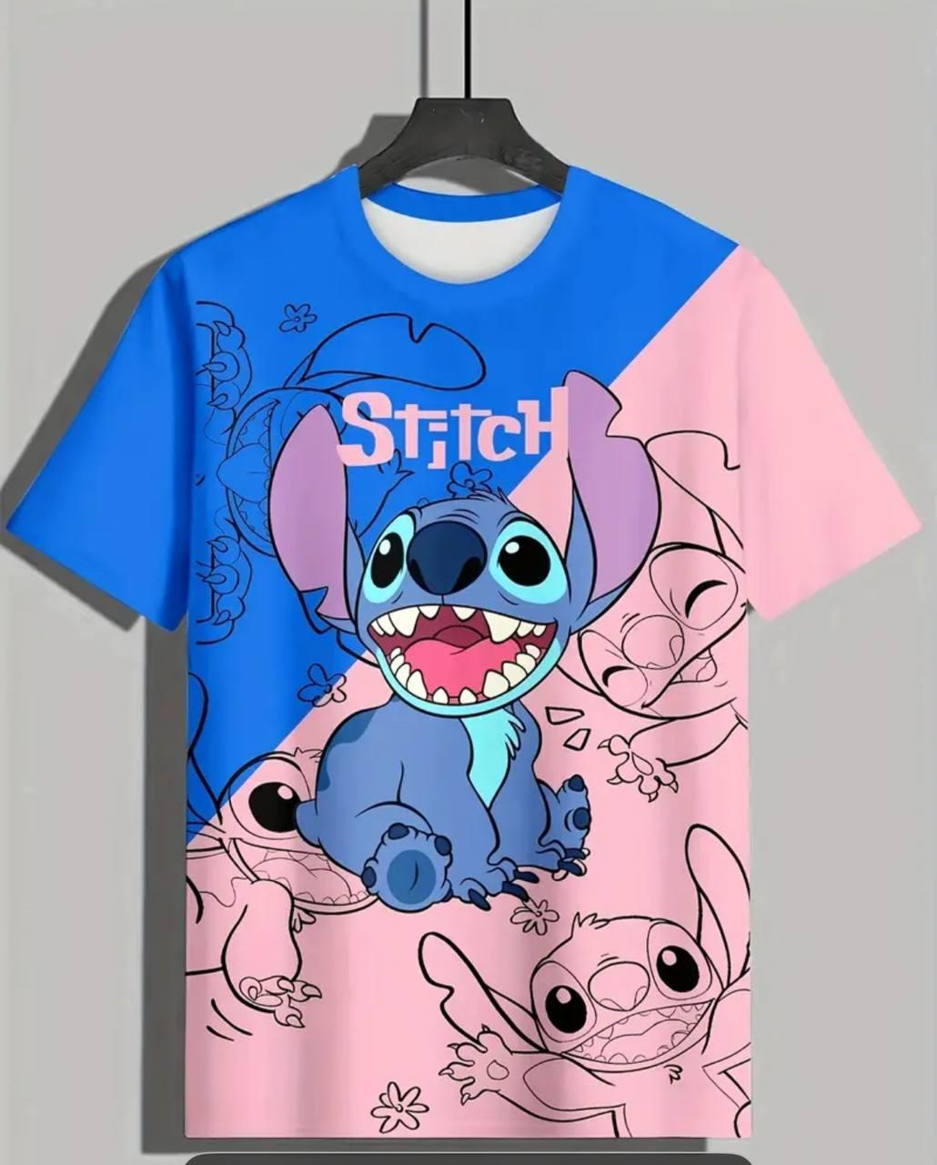 Яскрава жіноча футболка оверсайз Стіч, фото 1