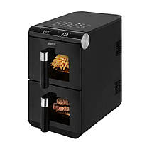 Аерофритюрниця двокамерна для смаження без олії NOVEEN AF5050, безоливна домашня аерофритюрниця DoubleCrisp JGR