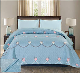 Покривало стьобане ТМ Bliss полуторне блакитне 160х220 см (C-0035)