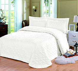 Покривало стьобане 240х260 см ТМ Bliss біле з наволочками (C-0010)