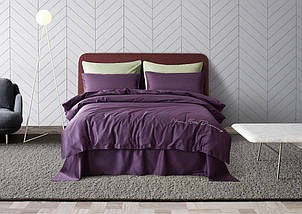 Постільна білизна сатин Deluxe Bella Villa з вишивкою фіолетовий (Т-0007)