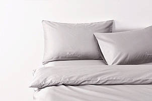 Постільна білизна сатин Deluxe Bella Villa з вишивкою світло-сірий (Т-0010)