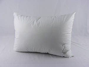 Подушка Bella Villa Лебединий пух 50х70 см, тик білий із вишивкою