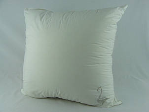 Подушка Bella Villa Лебединий пух 70х70 см, тик білий із вишивкою