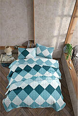 Покривало стьобане з наволочками ТМ Cotton Touch двоспальне 200х220 см Quattro Mint