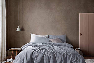 Комплект постільної білизни Bella Villa Варена бавовна сіро-блакитний полуторний (W-0002 Sn)