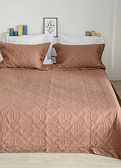 Покривало стьобане з наволочками ТМ Bliss коричневе (Уцінка)