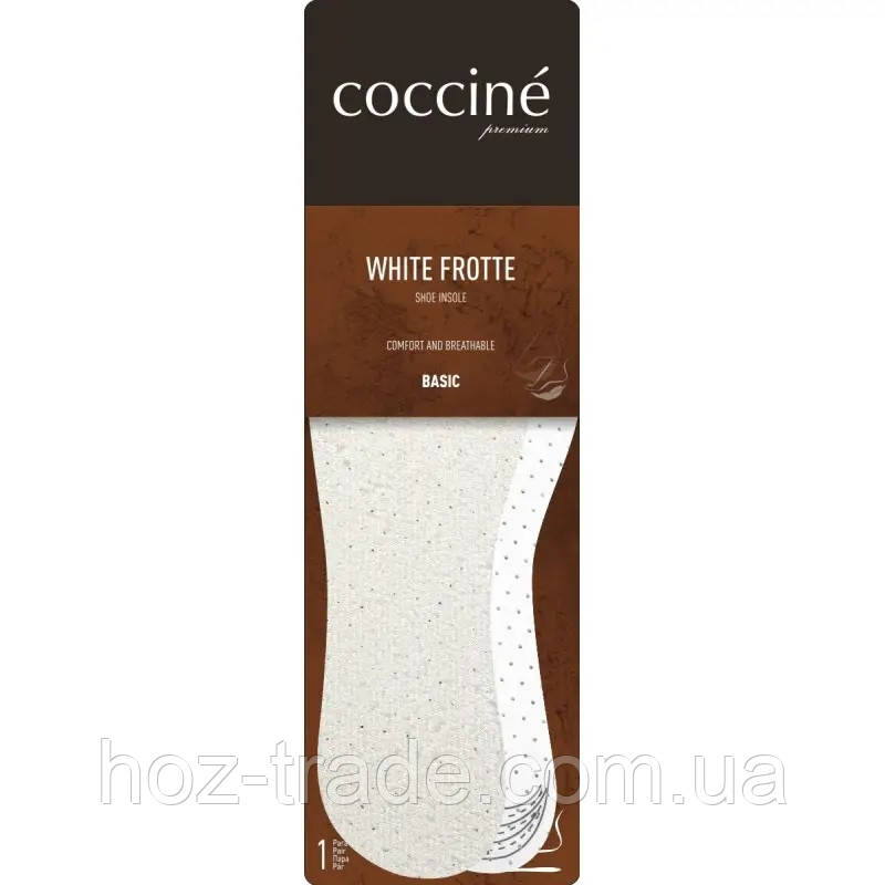 Устілка тканинна на латексі Coccine White Frotte 36-40рр