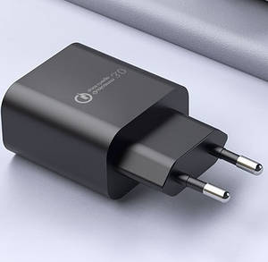 Зарядний пристрій мережевий USB QC3.0 18W 18W 1 USB-A чорний