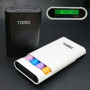 Tomo V8-4 Power bank зарядне 2 в 1 для акумуляторів 18650. Білий