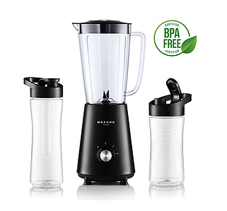 Блендер для смузі та коктейлів Mozano Nutri Sport 3в1 чорний AGD/BLE/M01 - стаціонарний