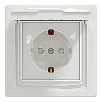 Розетка IP44 з кришкою з заземленням і шторками біла – Asfora EPH3100321
