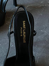 Жіночі чорні шкіряні туфлі — слінгбекі YSL Jeanne Slingback із золотим каблуком Yves Saint Laurent, фото 6