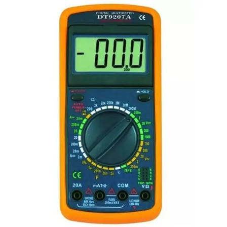 Універсальний мультиметр Digital DT-9207 A+ кліщі струмовимірювальні Портативний тестер Жовтий/Чорний, фото 1