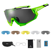 Сонцезахисні  окуляри ROCKBROS 10133 зелені. модель .5 лінз/скла поляризація UV400 велоокуляри.тактичні.solve