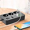 Мережевий фільтр живлення Earldom SC14 2м, Подовжувач 4USB 2USB-C 3P 3000W, фото 5