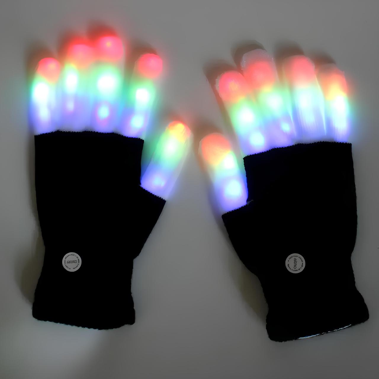 Led рукавички дитячі RESTEQ 17*11см. Світлодіодні рукавички різнокольорові, що світяться у темряві, блимають 6 режимів