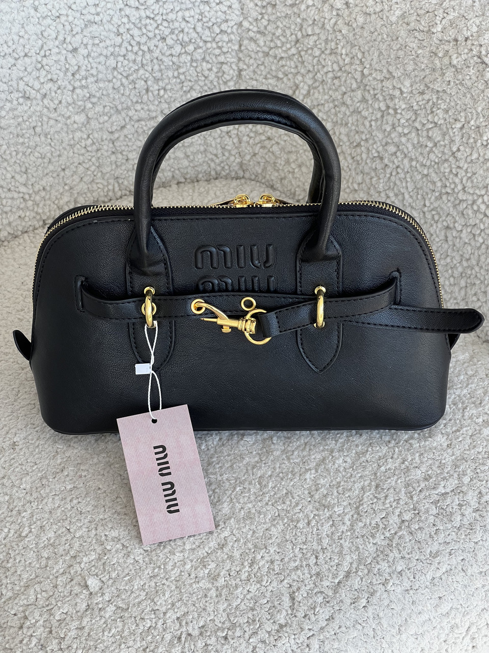 Сумка жіноча Miu Miu Aventure Nappa Leather чорний класичний саквояж Міу Міу, фото 1