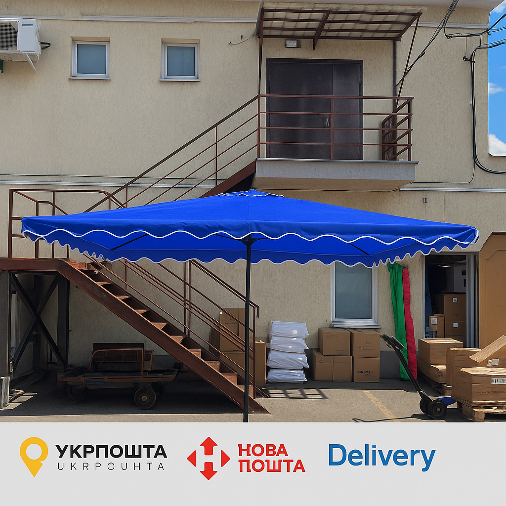 Торгова парасолька Munsen 3×3 м з вітровим клапаном і УФ-захистом, нейлон, Синя