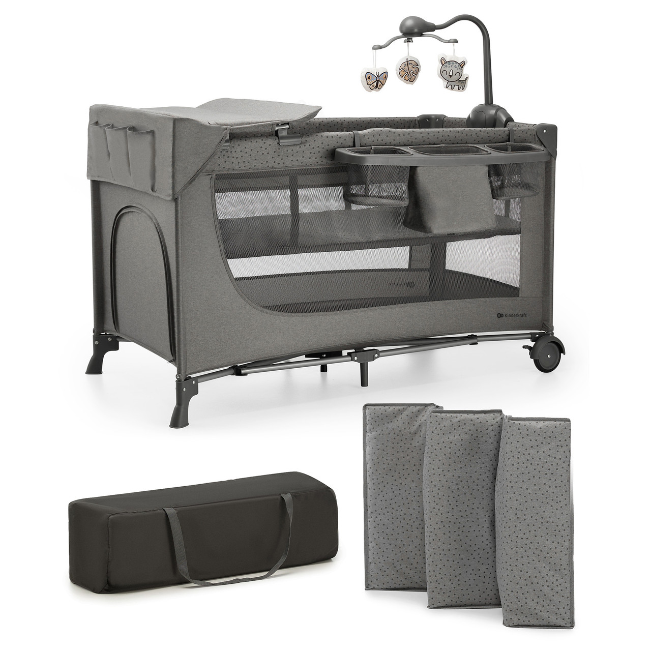 Ліжко-манеж з пеленатором Kinderkraft Joy 2 Dark Grey (KLJOY02DGR000AC)