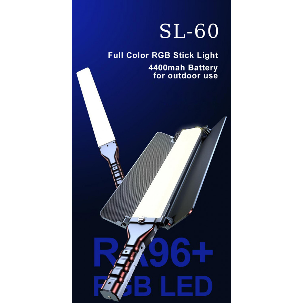 Лампа LED видео Handheld Fill Light Stick RL-60SL RGB I 1m cable with adapter I1pc battery 4400mA I Remote I