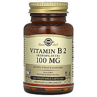 Рибофлавін (вітамін В2), Vitamin B2, Solgar, 100 мг, 100 вегетаріанських капсул