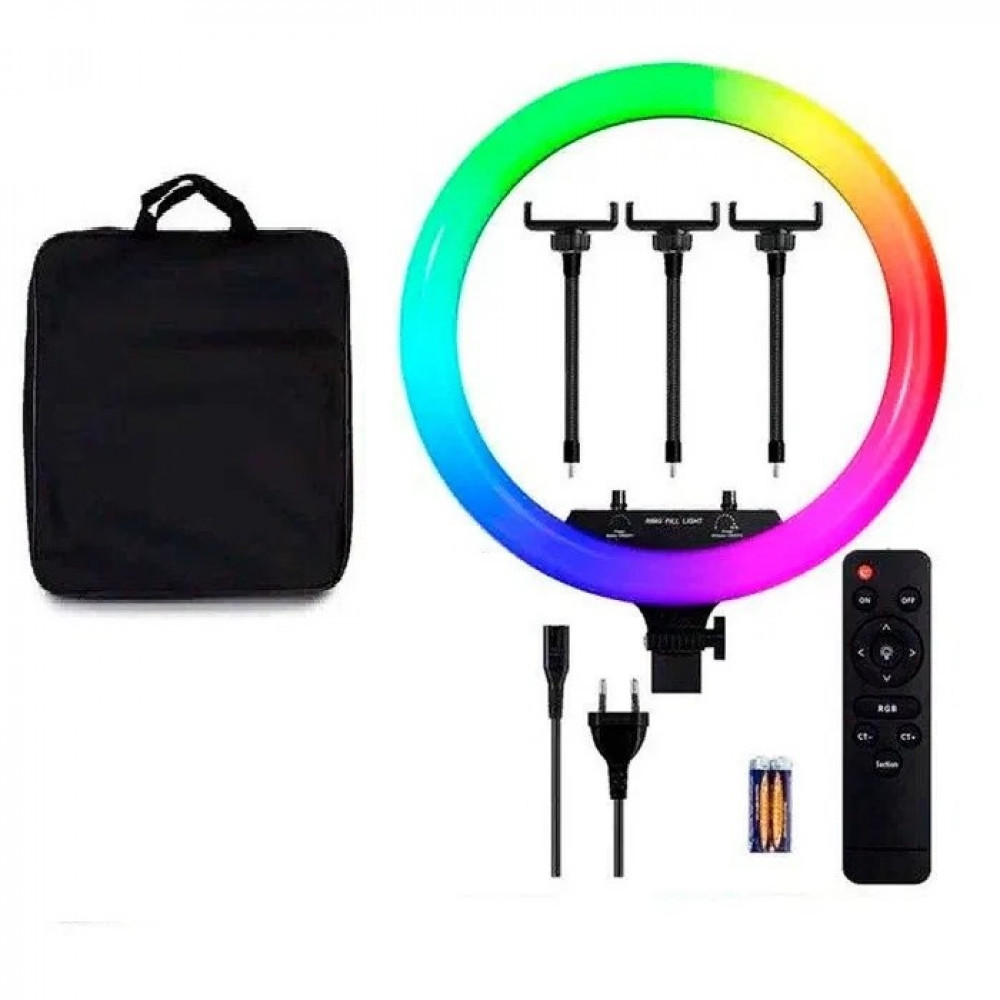 Лампа Кольцевая LED RL-21 RGB Original 54 cm  65w | 416 Lights | Remote I 3m cable with plug  I 3 holder I