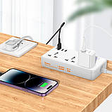 Мережевий фільтр 2500W 3U | 3P | 1C 30W | 1.5m — Hoco AC8A — Black, фото 4