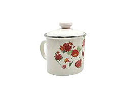 Кухоль єм. 1л /2 з кришкою з н/ж обідком Гранат (молочна) I0207/2 ТМ IDILIA