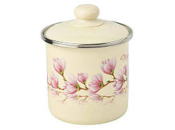 Кухоль єм. 1л /2 з кришкою з н/ж обідком Магнолія (молочна) I0207/2 ТМ IDILIA