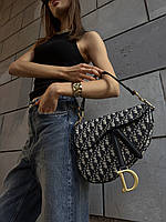 Dior Saddle Bag with Strap Blue Dior Oblique Jacquard [звичайна бренд коробка]