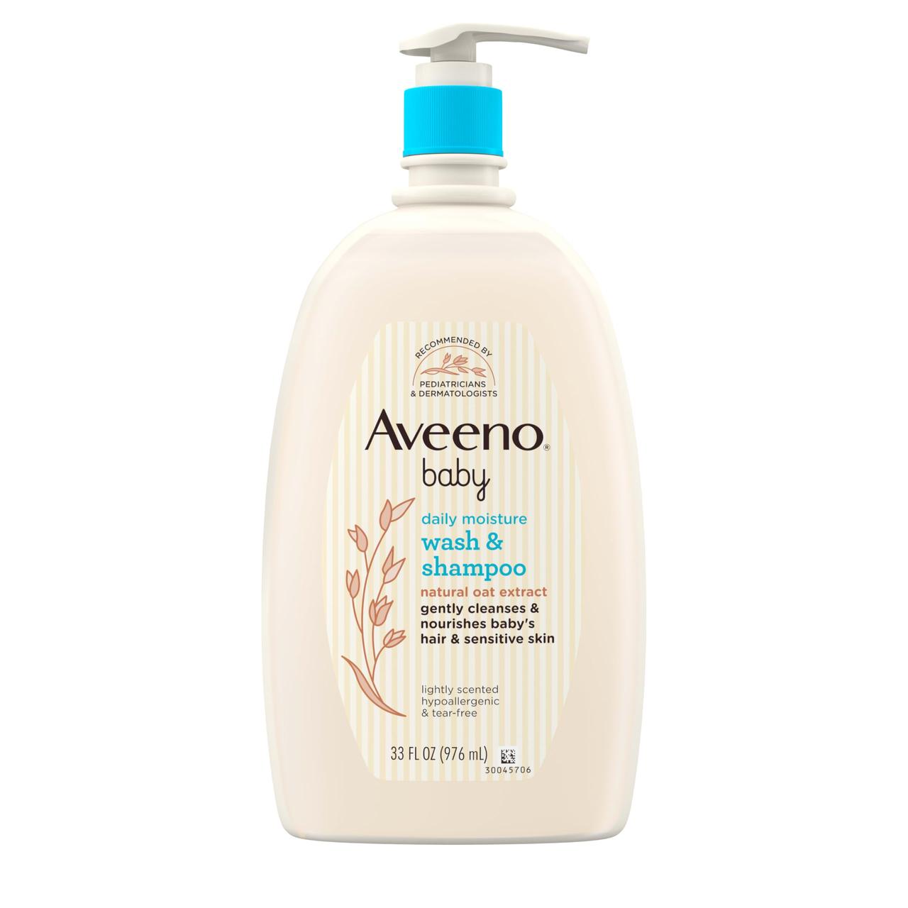 Дитячий засіб Aveeno Baby 2-в-1 для купання і миття волосся з натуральним вівсом 976 мл, фото 1