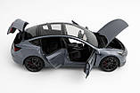 Машинка металева Tesla Model 3 Электромобиль Тесла Модель 3 сіра 1:24 зарядна станція звук світло відч двері 18,5*6*8,5 см (EL, фото 6