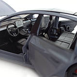 Машинка металева Tesla Model 3 Электромобиль Тесла Модель 3 сіра 1:24 зарядна станція звук світло відч двері 18,5*6*8,5 см (EL, фото 7